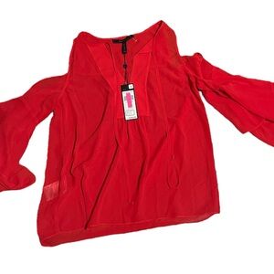 Red Women's off the shoulder peasant sleeve Top